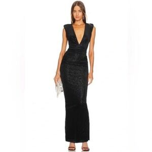Michael Costello x REVOLVE Hana Gown in Black